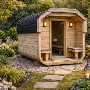 Sauna ogrodowa Quadra z balkonem 400 cm